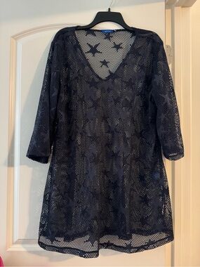 Apt. 9 Navy Star Mesh Swim Coverup